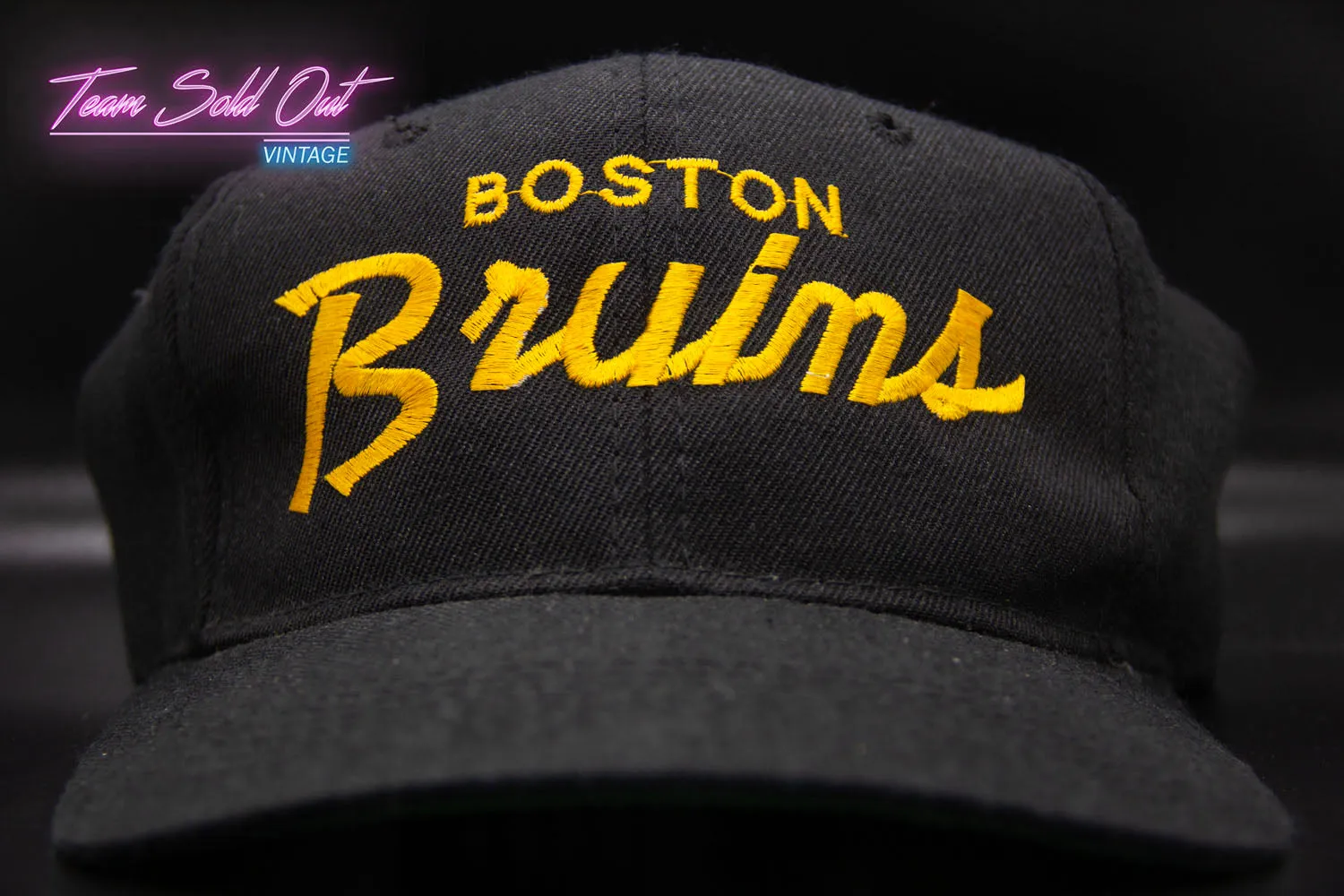 Vintage Youngan Boston Bruins Single Script Snapback Hat NHL