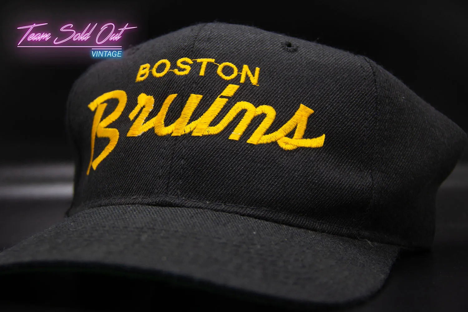 Vintage Youngan Boston Bruins Single Script Snapback Hat NHL