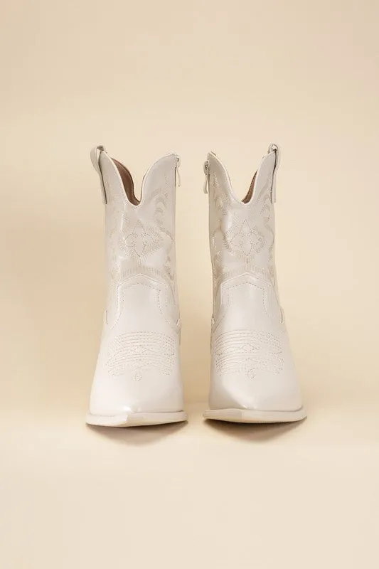 Western Booties - Ivory, Silver, Gold