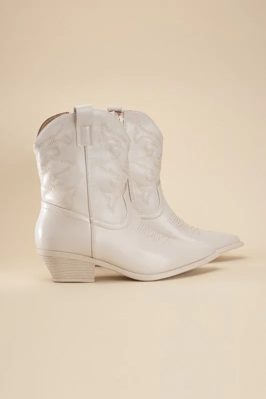 Western Booties - Ivory, Silver, Gold