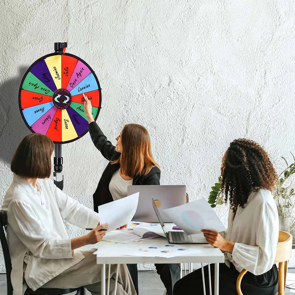 WinSpin 24" 14 Slot Floor Stand Color Clicker Dry Erase Prize Wheel