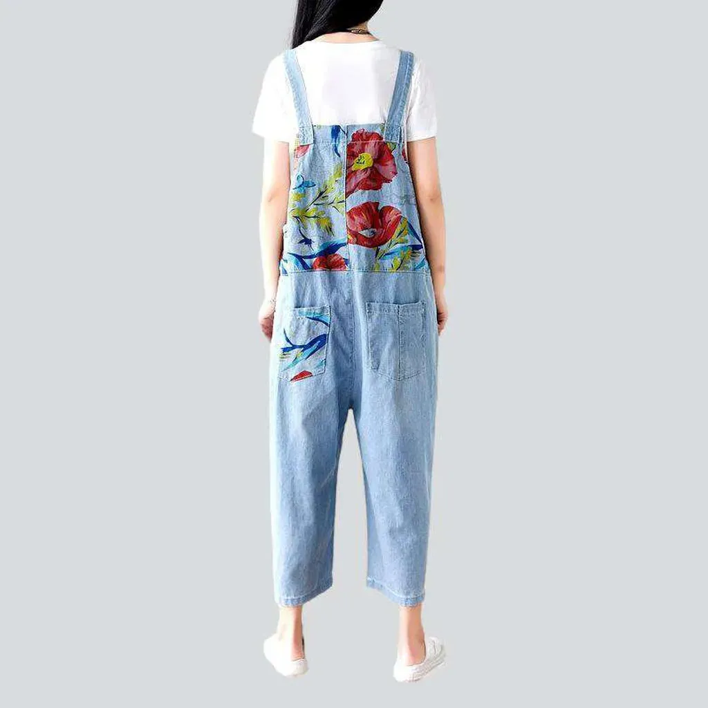 Women's denim painted dungaree